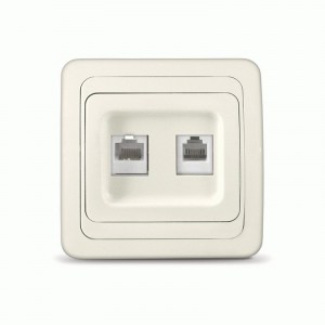 UNIVersal Валери роз. телеф./компьют. СУ 2 мест. сл. кость (керам. осн., RJ11+RJ45) Б-В0135