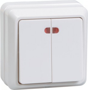 IEK ОКТАВА выкл. ОУ 2 кл. с инд. 10А белый (корпус ABS) ВС20-2-1-ОБ