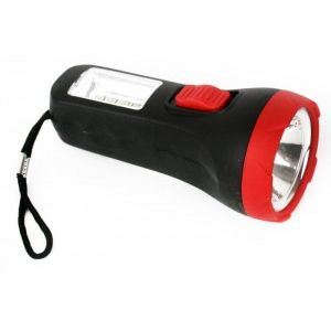 Ultraflash фонарь ручной LED16014 (1xR6 не в/к) 1+4св/д (75lm), черный+красн/пластик, 2 реж. до 50м (10 шт.)