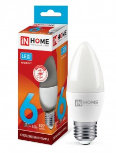 ASD/inHome VC свеча C37 E27 6W(540lm) 4000К 4K 107x37 (без пульсации) 0419