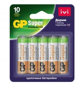 Э/п GP 15A LR6/316 BL10 (GP 15A/IVI-2CR10) + 1 месяц подписки ivi