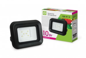 ASD прожектор св/д СДО-07 10W(800lm) SMD 6500K 6K 115x105x32мм черный IP65 8591