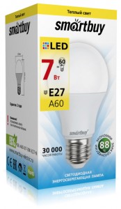 !SALE Smartbuy ЛОН A60 E27 7W(600lm) 3000K 2K 110x60 SBL-A60-07-30K-E27-N