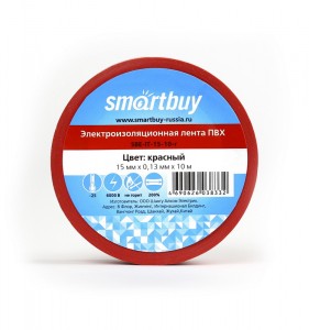 Smartbuy Изолента ПВХ 15/10 0.13х15мм, 10 метров, красная (SBE-IT-15-10-r)