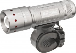 Navigator фонарь велосипедный NPT-B01, (3xR03), 1св/д 5W(180lm), сереб./алюм,3реж,фокус., 94964