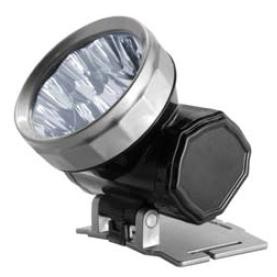 Космос фонарь налобный H10LED (акк. 3xR6 1.2V 0.3Ah) 10св/д (140lm), серебр./пластик, встр. з/у