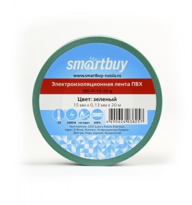 Smartbuy Изолента ПВХ 15/20 0.13х15мм, 20 метров, зеленая (SBE-IT-15-20-g)
