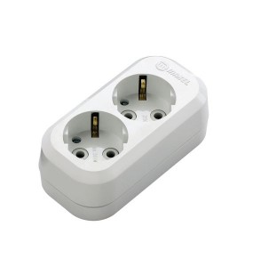 Makel роз. колодка 2 гн. 16А 250В (корп. ABS, белая, земля) MGP111