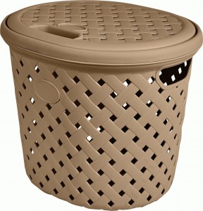 Корзина д/белья с крышкой Rattan 14л(325х280х280мм),шоколадный PT408811015 Plast Team(аналог 713889)