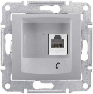 Schneider Sedna мех. роз. телеф. СУ 1 мест. алюм. (RJ11) SDN4101160 (10!)