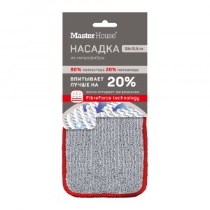 Насадка МОП для швабры плоская/микрофибра на липучке, 10,5*33см Джулиано, 75113 Master House