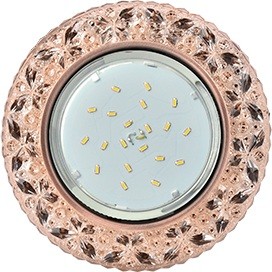 Ecola GX53 H4 LD7040 св-к Круг "Бабочки" подсветка 4K Светл-зол/Черн.медь 35x125 FL53PBEFB