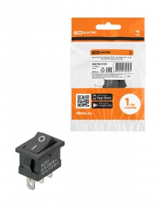 TDM выключатель клавишный KCD1-102 черный 250В, 1P, 6А, (3с), ON-ON, Mini SQ0746-0139