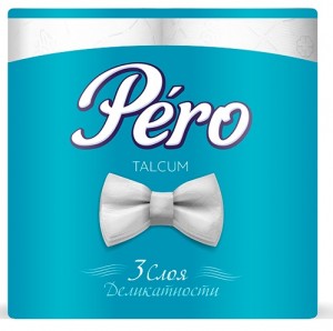 Туалетная бумага PERO TALCUM (4рул/уп) белая 3сл. (цена за уп)