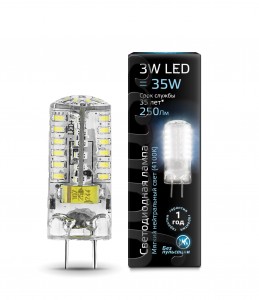 Gauss GY6.35 220V 3W(250lm) 4100K 4K 41x15 силикон 107719203