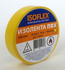 ISOFLEX изолента 15/10 желтая, 130мкм, F1513