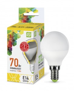 ASD standard Шар P45 E14  7.5W(675lm) 3000К 2K 83x45 пластик/алюм  3962