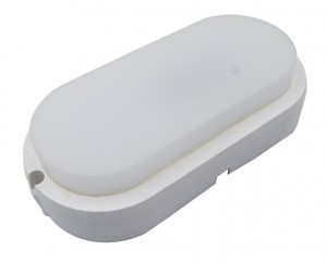 Ultraflash св-к св/д ЖКХ 8W(500lm) 4K IP54 165x90 акуст.датч (70-80дб) овал, пластик/бел LBF-0401AS