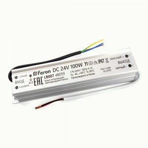 Feron блок питания для св/д лент 24V 100W 216x45x36мм IP67 герметичный LB007 48059