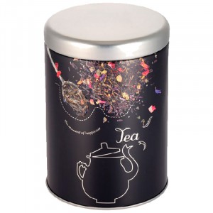 Банка круглая, 0,9л, с крышкой, 10,5*10,5*15см, металл, дизайн "Чай", 8512 Mallony