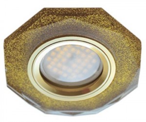 Ecola DL1652 MR16 GU5.3 св-к  Стекло 8-угольник Золотой блеск/Золото 25x90 FP1652EFF