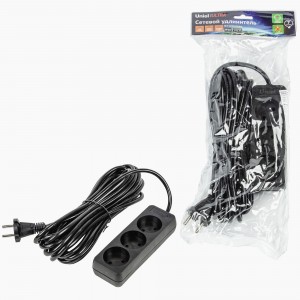 Uniel Ultra сет.удлинитель ПВС 2x0.75 3 роз. 7м 10A черный S-CU3-7 BLACK UL-00009987