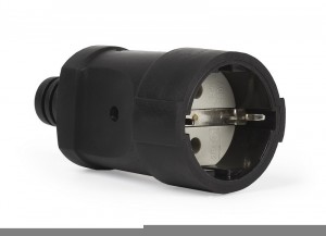 SmartBuy штепсель 16А 250В (ПВХ-облив, черная, земля) SBE-16-S03-bz