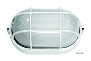 Camelion 1201S C01 св-к влагозащит. баня 130° IP54 100W E27 овал решетка белый НБП 04-100-002 УХЛ1