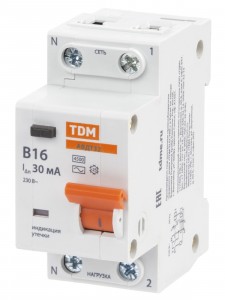 TDM АВДТ 32 2P(1P+N) B16А 30мА 4,5кА тип АС SQ0202-0520
