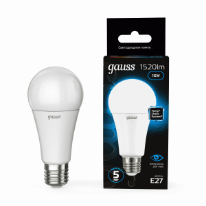 Gauss ЛОН A60 E27 16W(1520lm) 6500K 6K 180x60 матов., пластик 102502316
