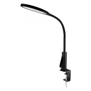 Camelion KD-837 C02 св-к св/д настольный 7W(450lm) 3-6K сенсор/рег.ярк, струбцина, USB-разъем, черн