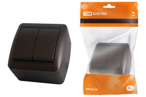 TDM Селигер выкл. 2-кл. ОУ IP44 10А шоколад (10!) SQ1818-0202