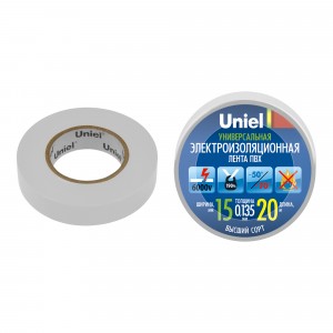Uniel Изолента ПВХ 15/20 белая UIT-135P 20/15/01 WHT