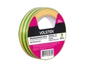 Volsten изолента ПВХ 15/20 желто-зеленая V02-7M-13х15-20 (10!)