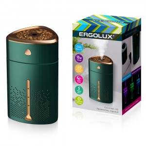 Увлажнитель ERGOLUX ELX-HUM01-C05,5Вт, 1л, распыление 100мл/час, подсветка микс, зелено-золотой 8895