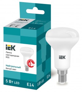 IEK R50 E14 5W(450lm) 4000K 4K 85x50 матов. ECO LLE-R50-5-230-40-E14