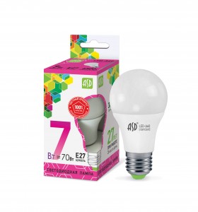 ASD standard ЛОН A60 E27  7W(630lm) 6500К 6K 110x60 пластик/алюм  8997