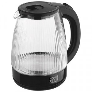 Чайник электр. HomeStar HS-1045 (диск, 1,8л) 1,5кВт, стекло в рубчик, черный 108853
