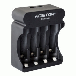 З/у ROBITON SmartFast4, автоматическое, быстр. зар. 1-4 ак-ров NiMH и NiCd, R6/R03, кабель micro-USB