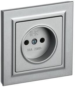 IEK BRITE роз. СУ 1 мест. 10А алюминий  РСР10-1-0-БрА BR-R10-10-K47-F