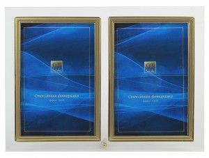 Фоторамка (Ф/р) GT стекло 10х15 224/-G вертикальная прямая двойная, золото 5809