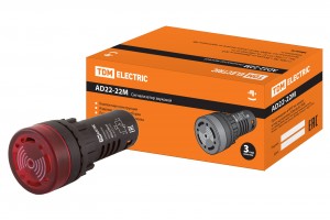 TDM Сигнализатор звуковой AD22-22M/r23 d22мм (LED) индикация 24В DC/AC красный (10!) SQ0746-0003
