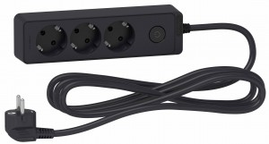 Schneider Electric Unica Extend H05VV-F 3х1.5 3 роз. 3м 16А черный (земля, выкл., шт.) ST9433B