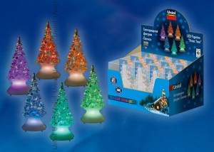Фигура новогод. ULD-F620 XMAS TREE "Елочка" 1LED RGB 5x10см 1xCR2032 (в компл) IP20 набор 12ш Uniel