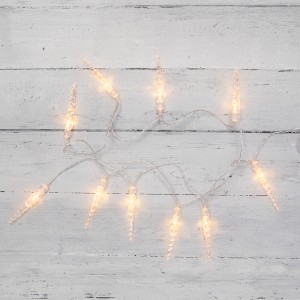 Гирлянда-нить (б) "Сосульки 8см" 10LED тепл.белый 1,5м (2*АА н/к) прозр.пвх IP20 303-093 Neon Night
