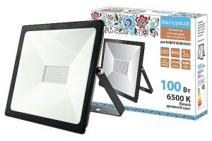 TDM Прожектор св/д СДО-04-100Н-У 100W(8000lm), 6500K 6K, IP65, черный, Народный SQ0336-0269
