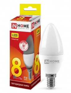 ASD/inHome VC свеча C37 E14 8W(720lm) 3000К 3K 107x37 (без пульсации) 0426