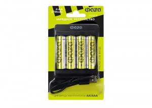 З/у ФАЗА B-95USB 1,2,3,4 шт R6/R03 (200mA), автоотключение, кабель USB (+4 x AA 2700мАч)