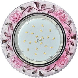 Ecola GX53 H4 LD7071 св-к Круг "Розы" подсветка 4K Розовый/Хром 35x125 FP53CREFB