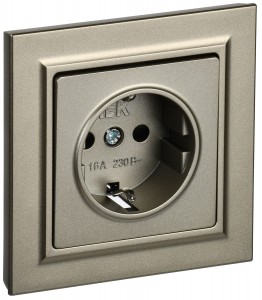 IEK BRITE роз. СУ 1 мест. 16А шампань (земля,шторки)  РСР14-1-0-БрШ BR-R14-16-K37-F